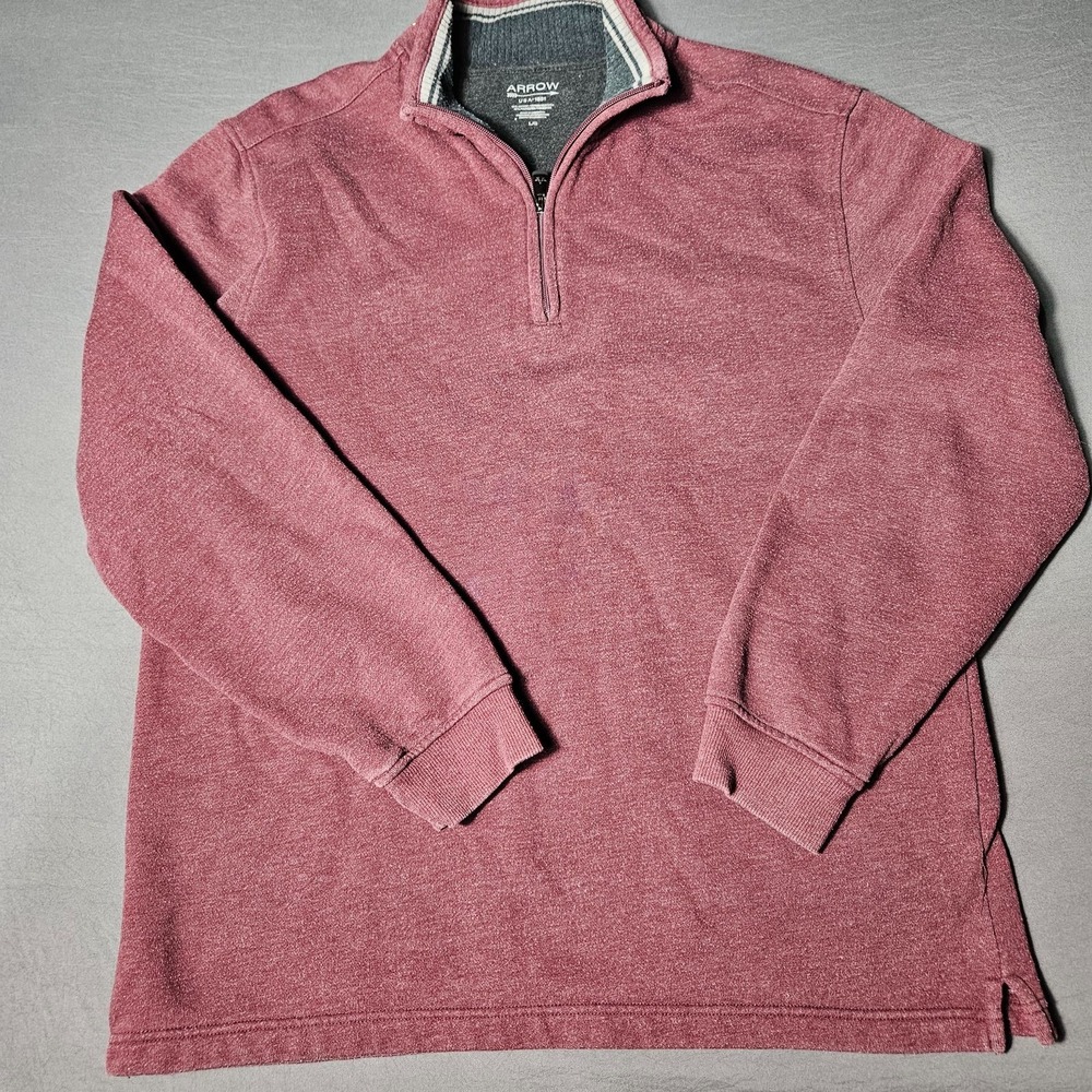 Arrow USA 1851 Quarter Zip Pullover Sweatshirt Mens Large Maroon Burgundy